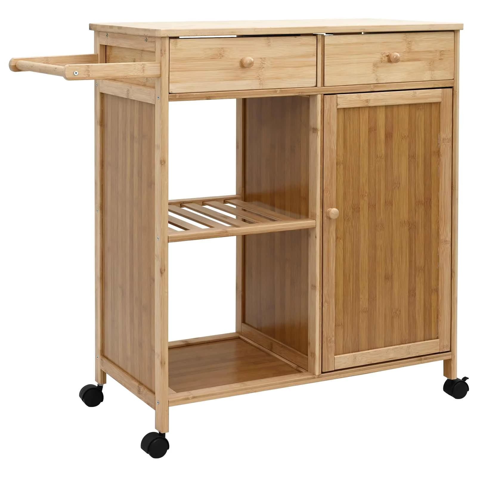 Kuhinjski voziček s koleščki Naravna 90,5 x 36 x 86,5 cm Bambus - slika 2