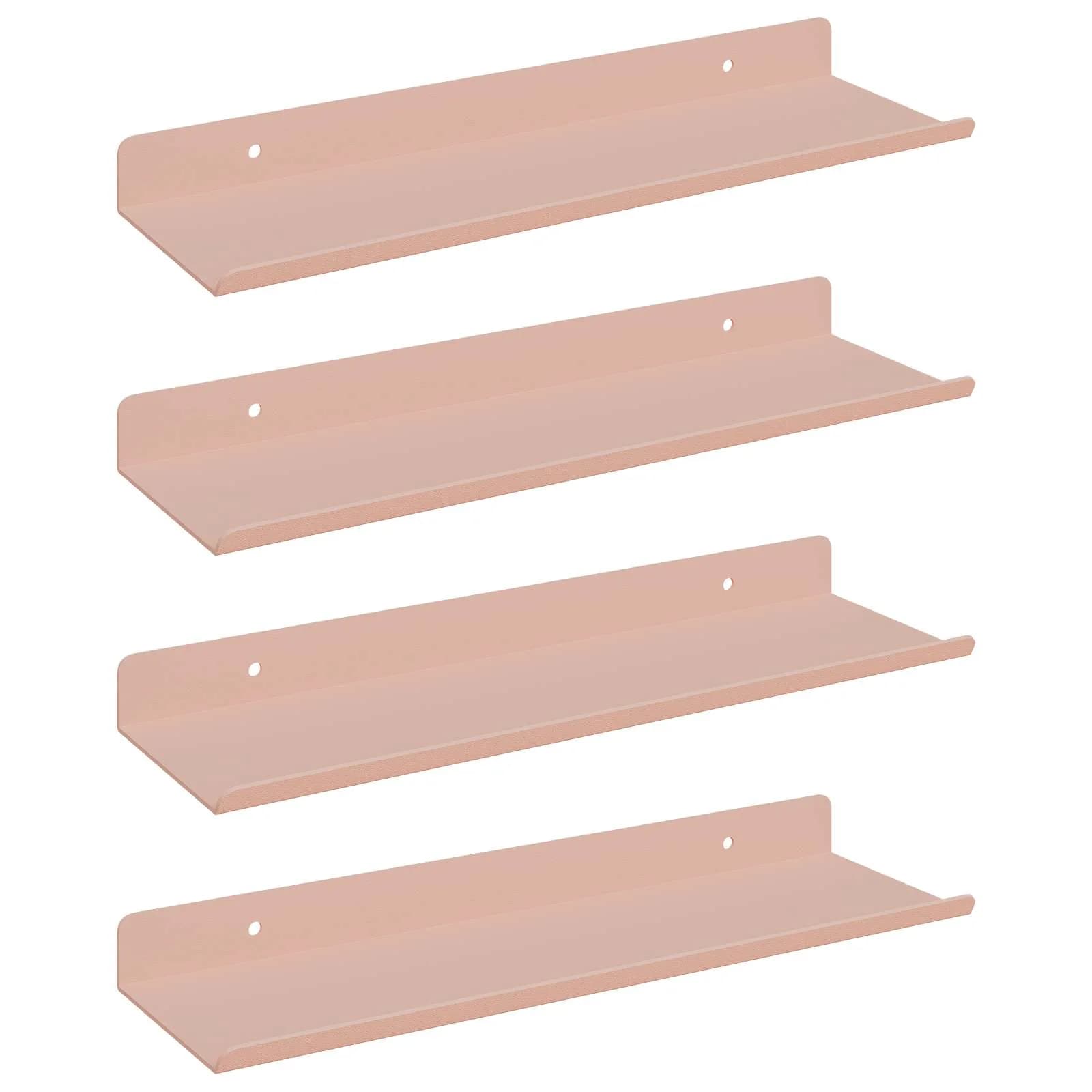 Ležeča polica Montaža za steno 4 kos Roza 30 x 9 x 2,5 cm Jeklo - slika 2