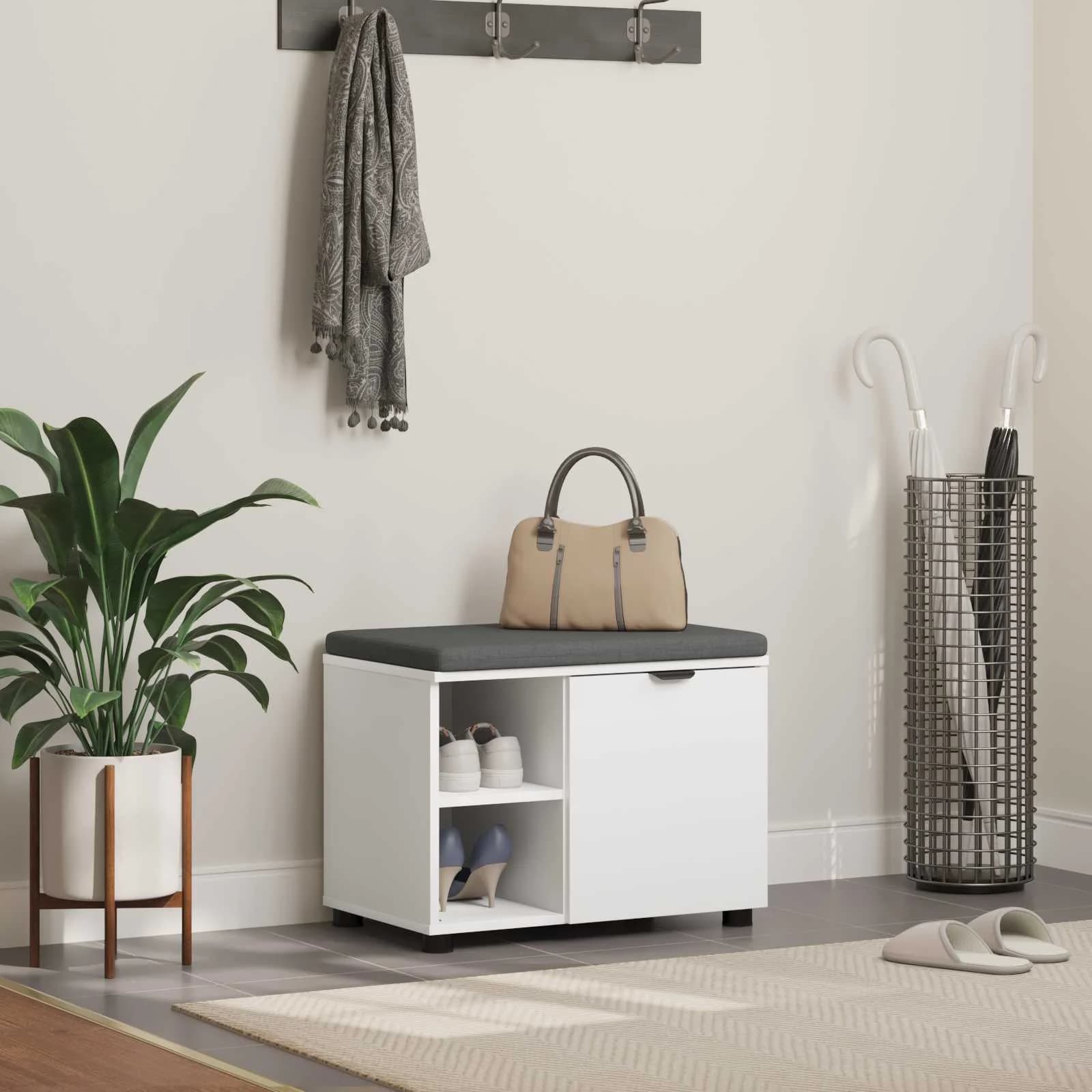 Haldna klop Bela 60 x 38 x 46 cm Oblikovan Les in Tkanina