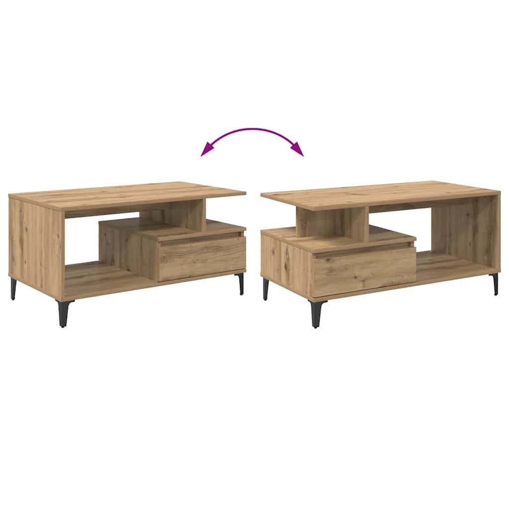 Klubska miza Umetni hrast 90 x 49 x 45 cm Inženirski les - slika 11