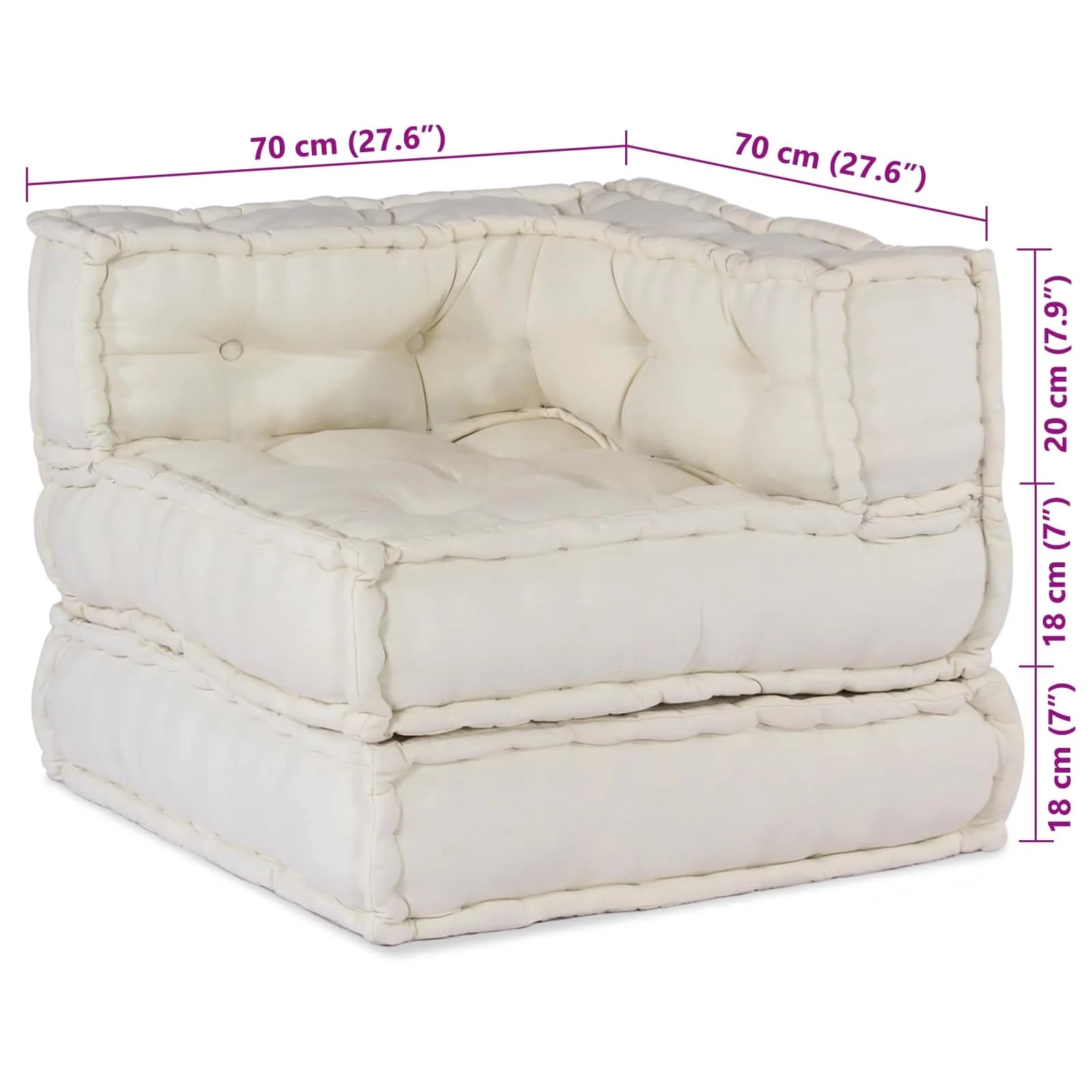 Modularna sedežna enota 2 kos Blago Krem 140 x 70 x 56 cm - slika 3