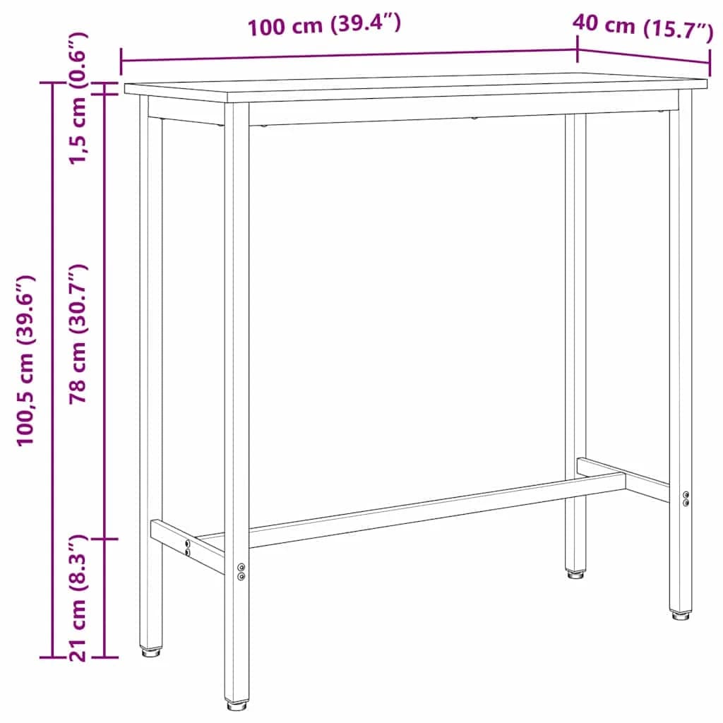 miza Star les 100 x 40 x 100,5 cm Inženirski les in jeklo - slika 11