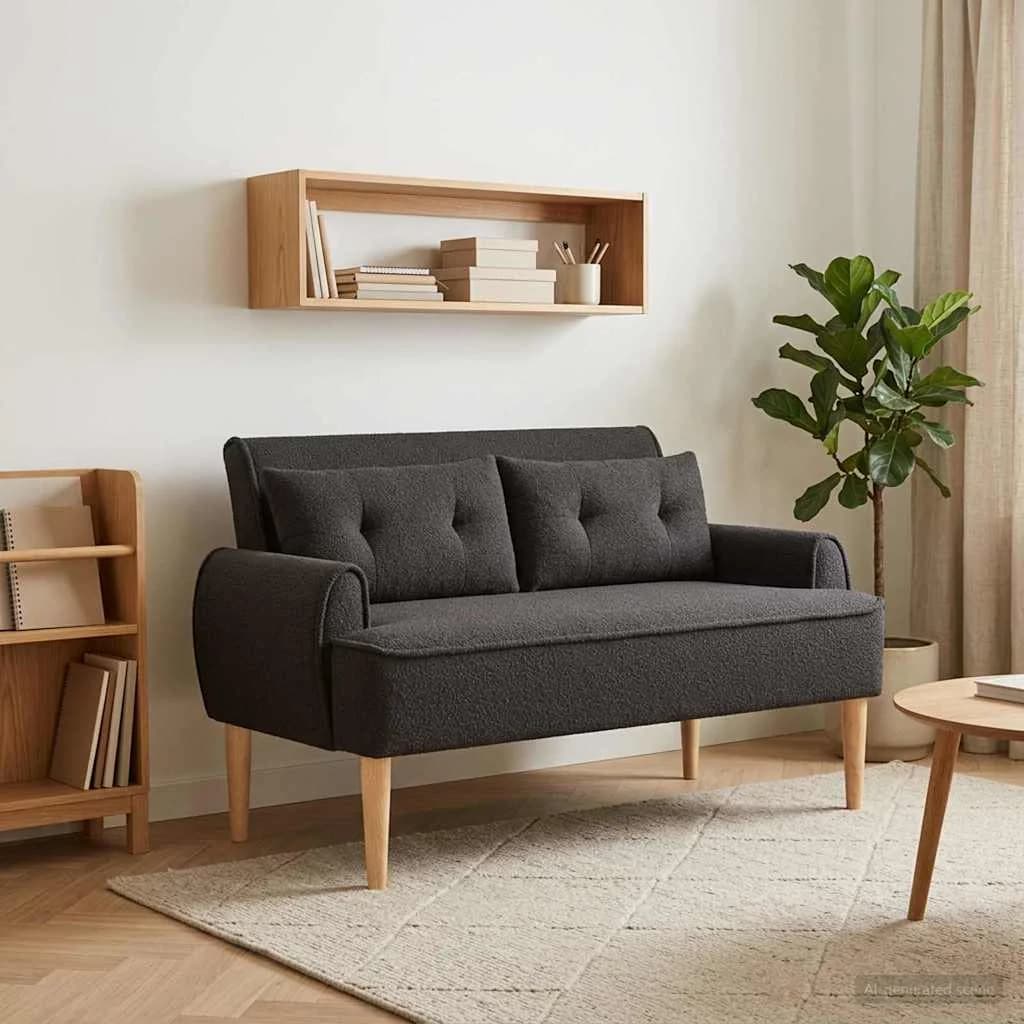 Dvojnica s gumbi Črna 117 x 67 x 77 cm Bouclé