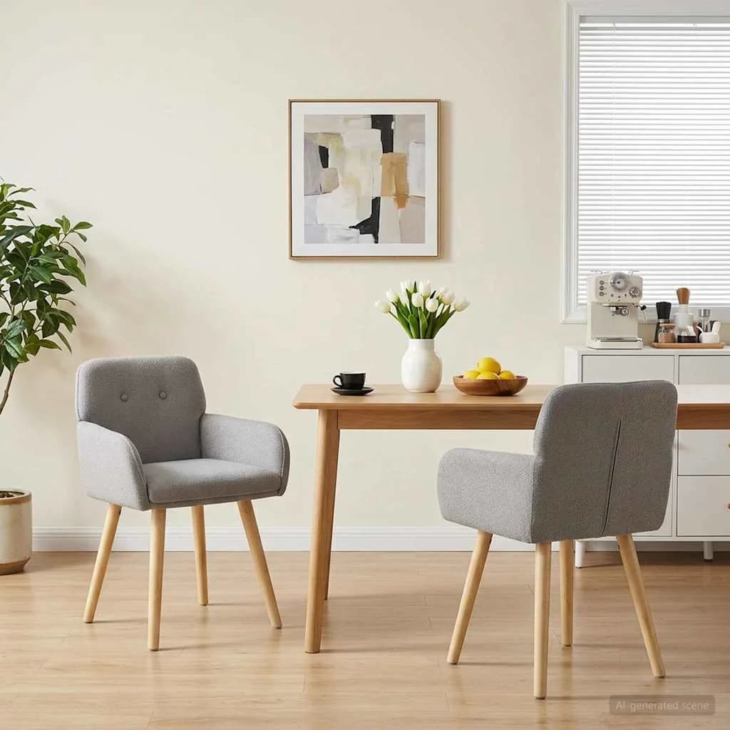 Jedilni stoli 2 kos Bouclé Svetlo siva 59 x 57 x 85 cm