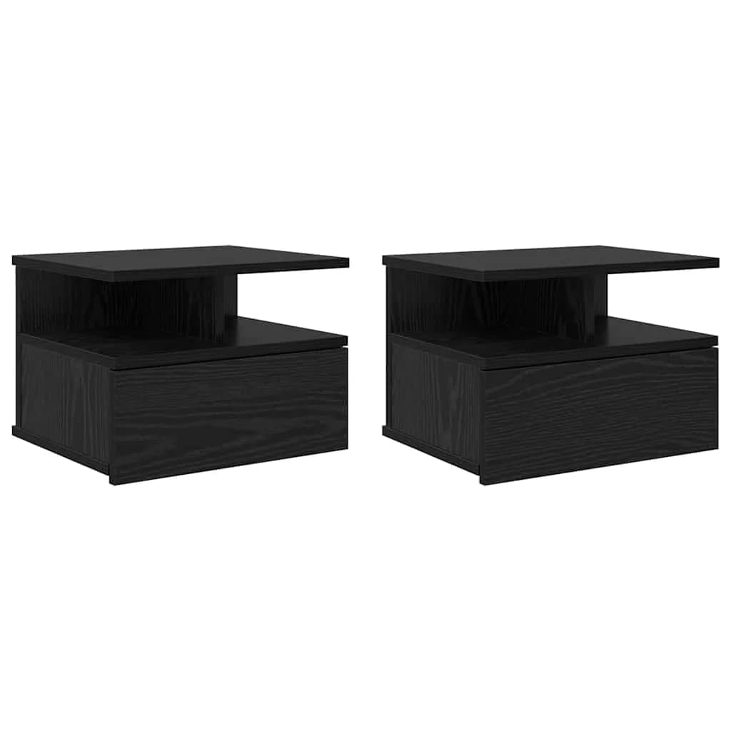 Plavajoča nočna omarica 2 kos Črna Orehovina 40 x 31 x 28 cm - slika 2