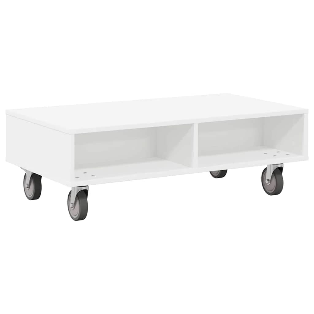 Stranska miza s kolesi Bela 90 x 50 x 30 cm Inženirski les - slika 7