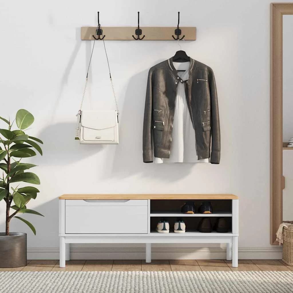 Klubska klop FLORO Bela 115 x 40 x 45 cm Masivno borovo les - slika 4