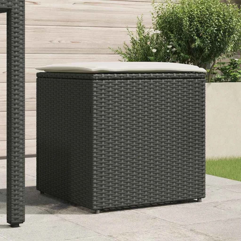 Škatla za blazine Črna 50 x 50 x 50 cm poli ratan - slika 3