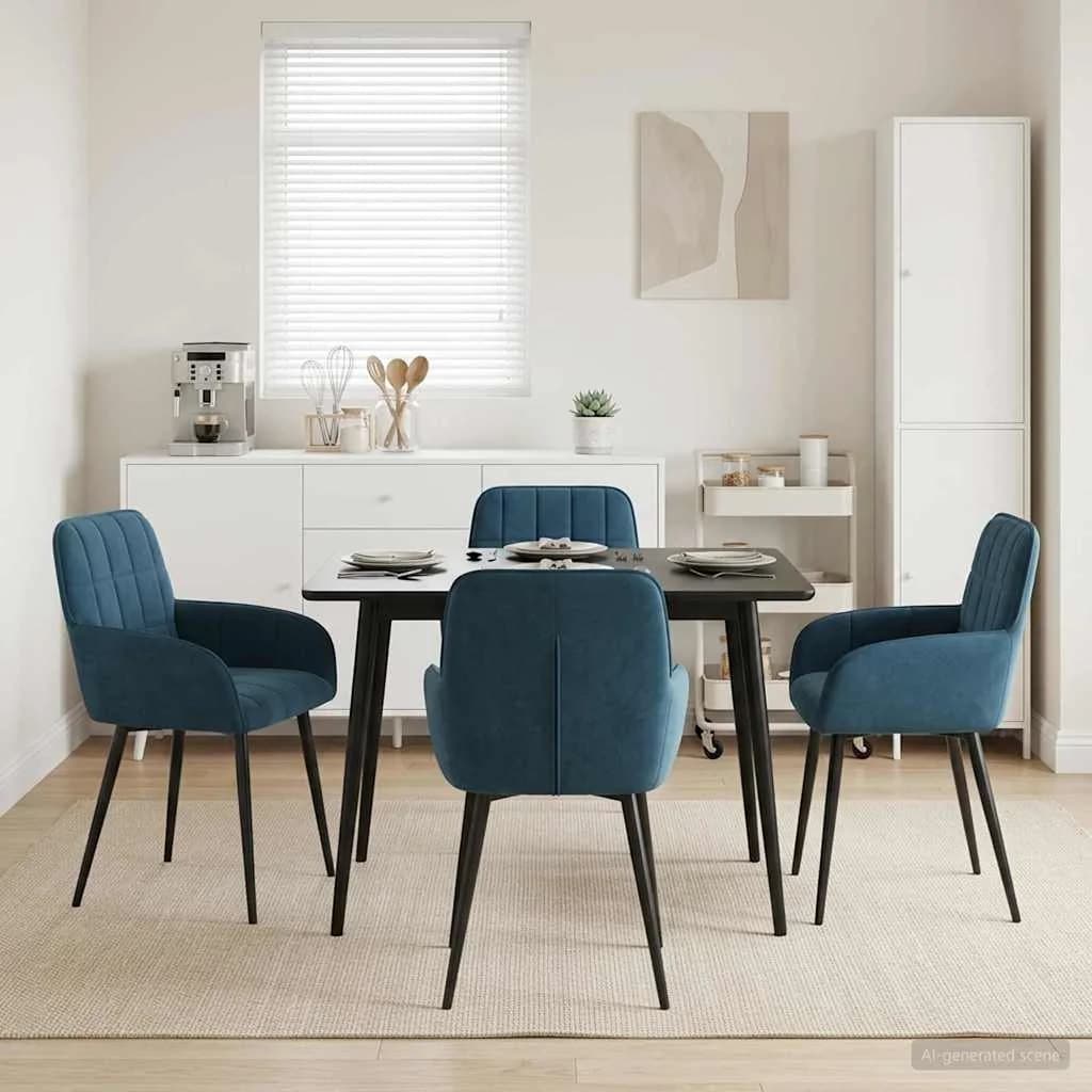 Jedilni stoli 4 kos Žamet Modra 57 x 50 x 85 cm