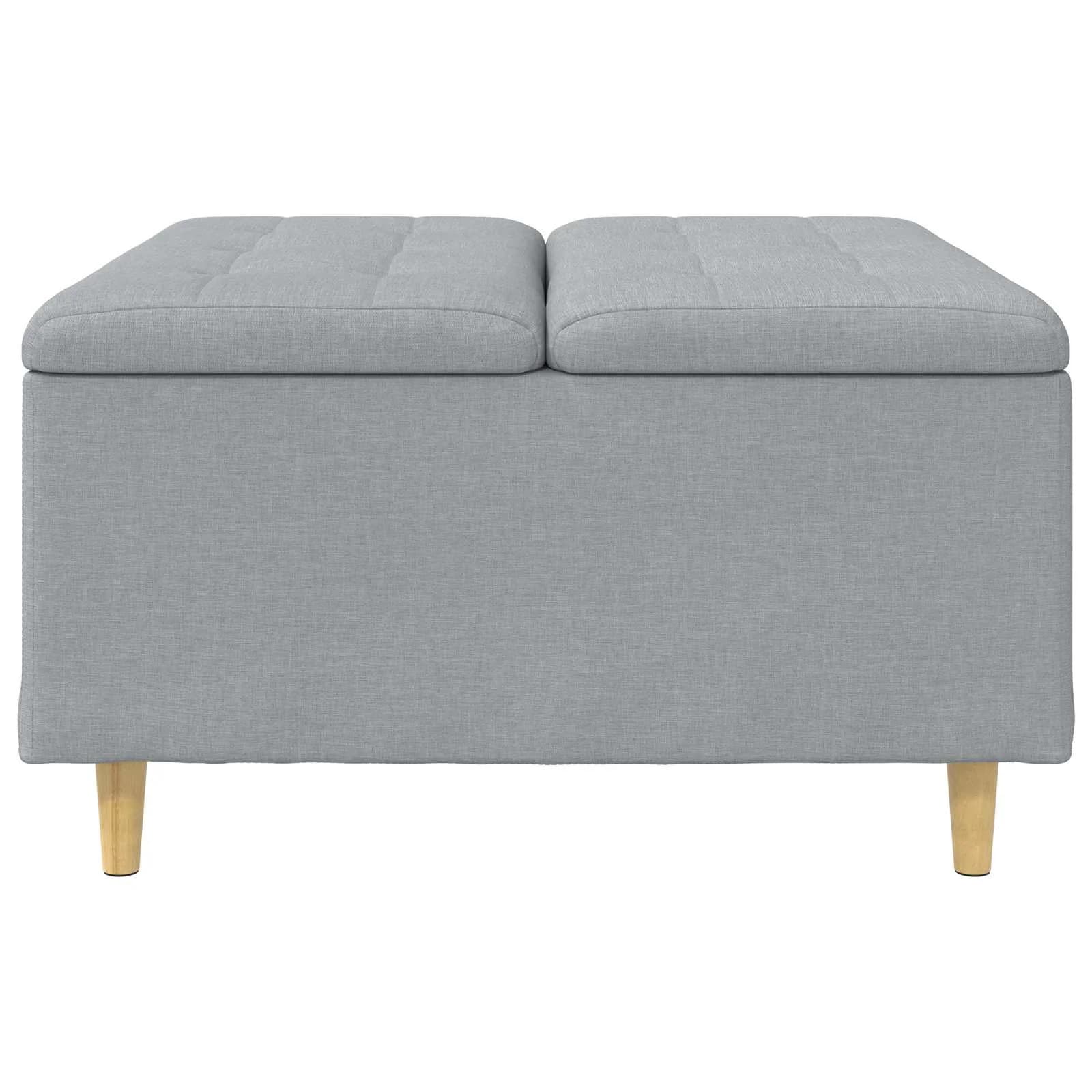 Shranjevalna tabureta Svetlo siva 80 x 80 x 45 cm blago - slika 5