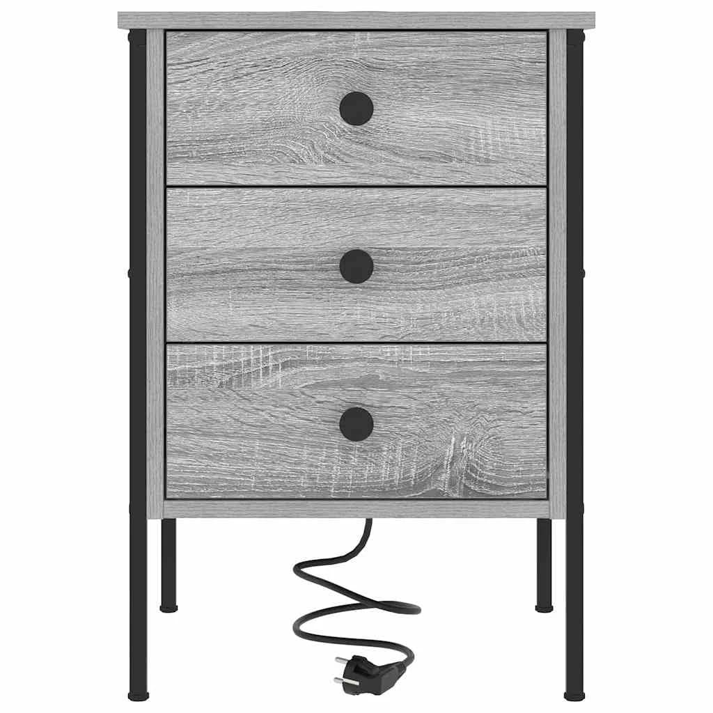 Nočna omarica 2 kos Siva Sonoma 42 x 41 x 61 cm Inženirski les - slika 7