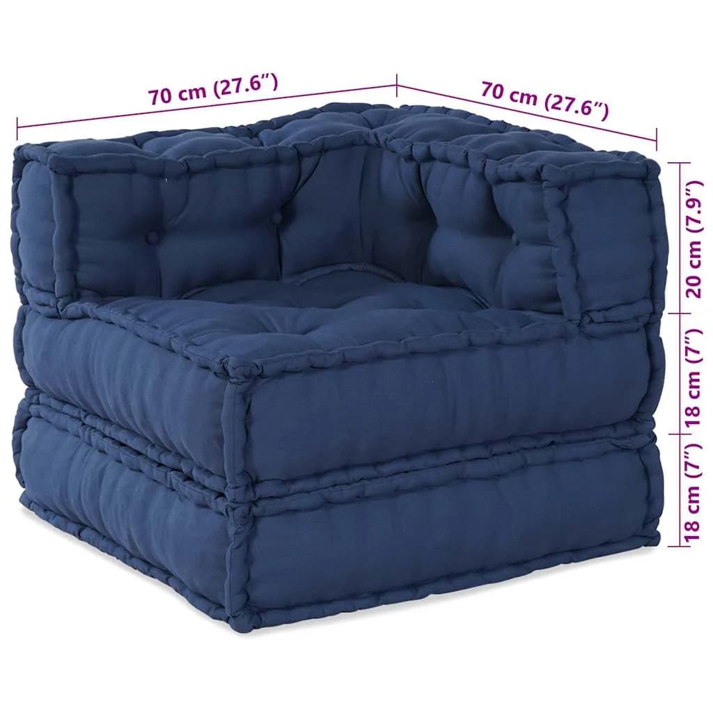 Modularna sedežna enota 2 kos Blago Indigo 140 x 70 x 56 cm - slika 12