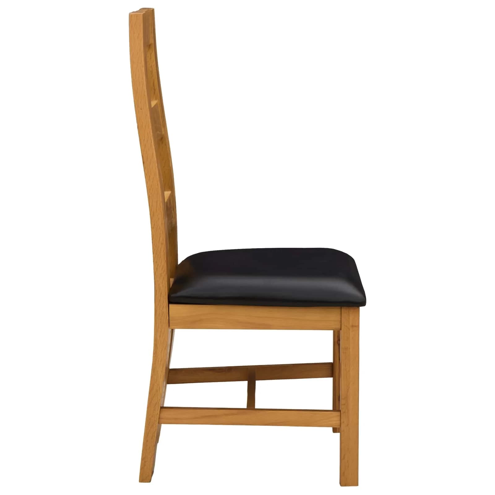 Jedilni stol 2 kos Masivno hrastovo les Črna 45 x 51 x 105 cm - slika 4