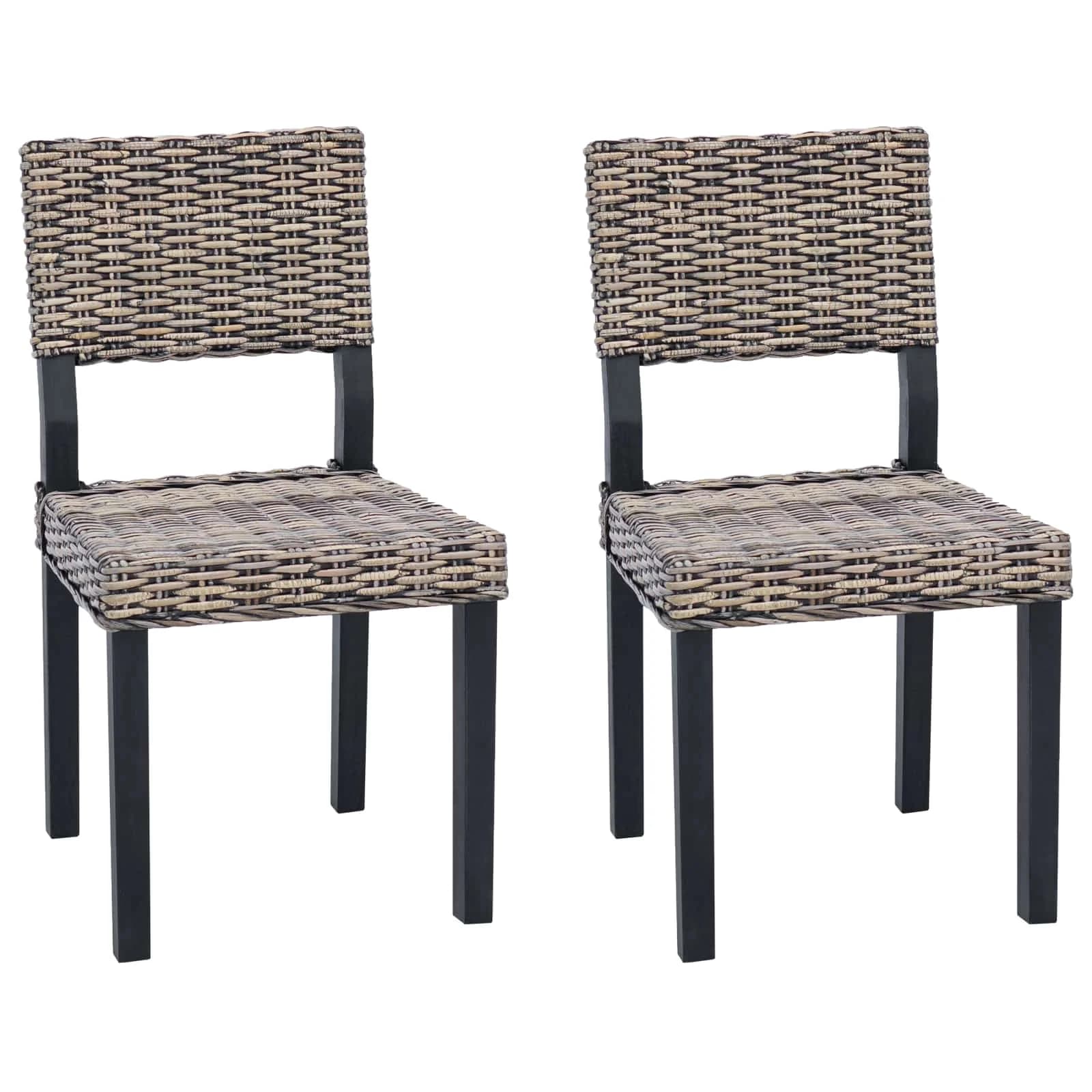 Jedilni stol 2 kos Kubu rattan Črna pranja 46 x 55 x 84 cm - slika 2
