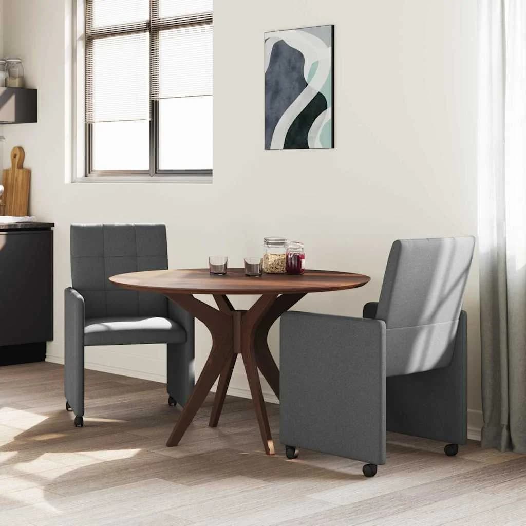 Jedilni stoli s kolesi 2 kos blago Temno siva 58 x 65 x 94 cm - slika 3