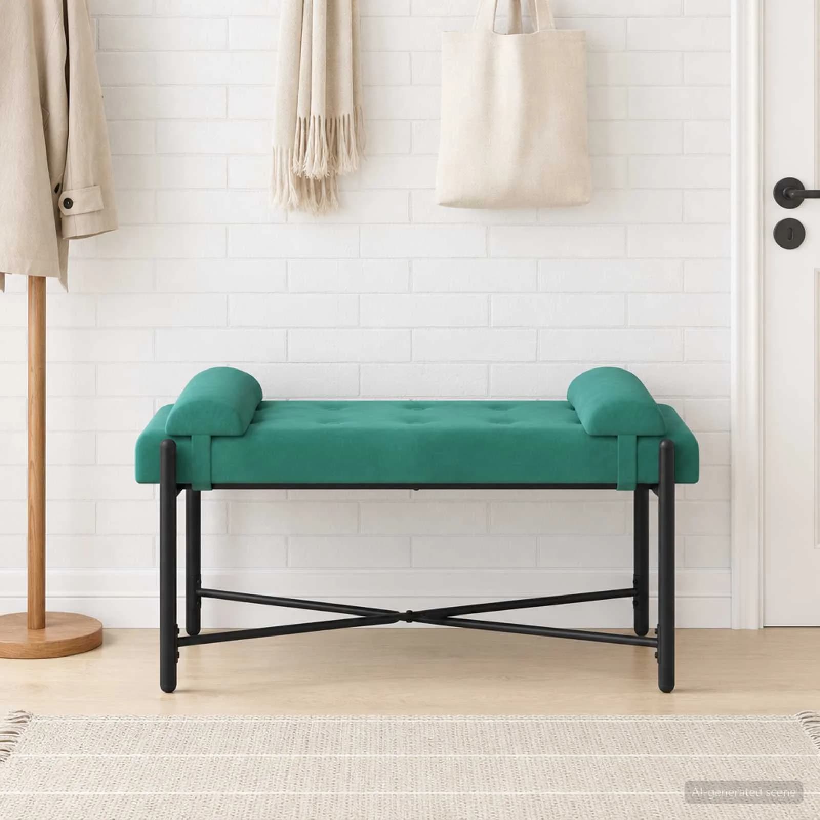 Klubska klop z gumbi in vzglavniki Turkizna 110 x 40 x 46 cm - slika 4