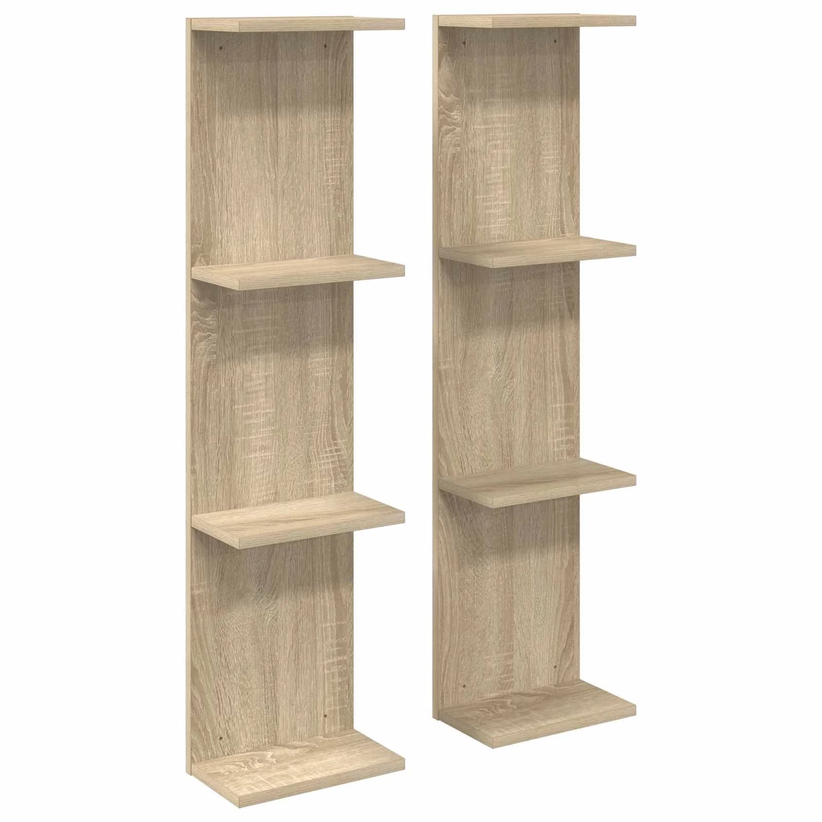 Stenska polica 2 kos Sonoma hrast 22 x 15 x 100 cm - slika 2