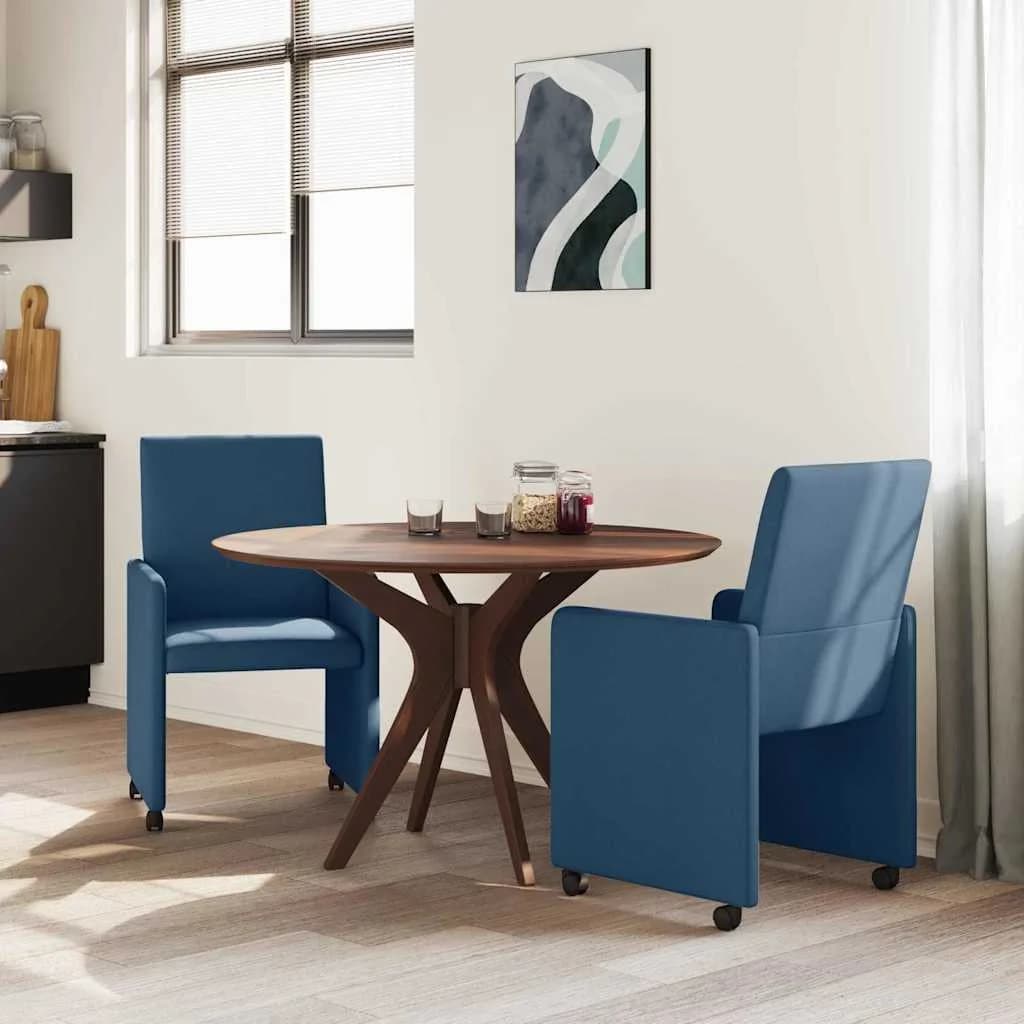 Jedilni stoli s kolesi 2 kos blago Modra 57 x 66 x 94 cm - slika 3