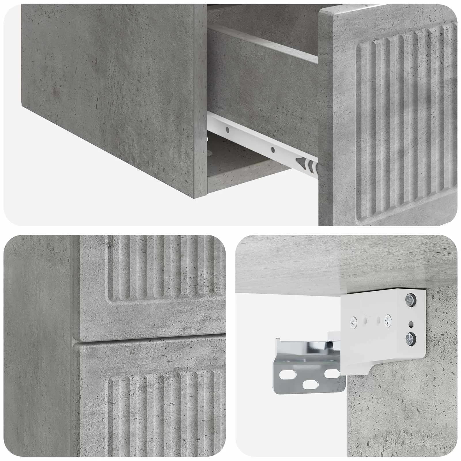 Stenski nočni omarici Betonsko siva 33 x 34,5 x 40 cm - slika 8