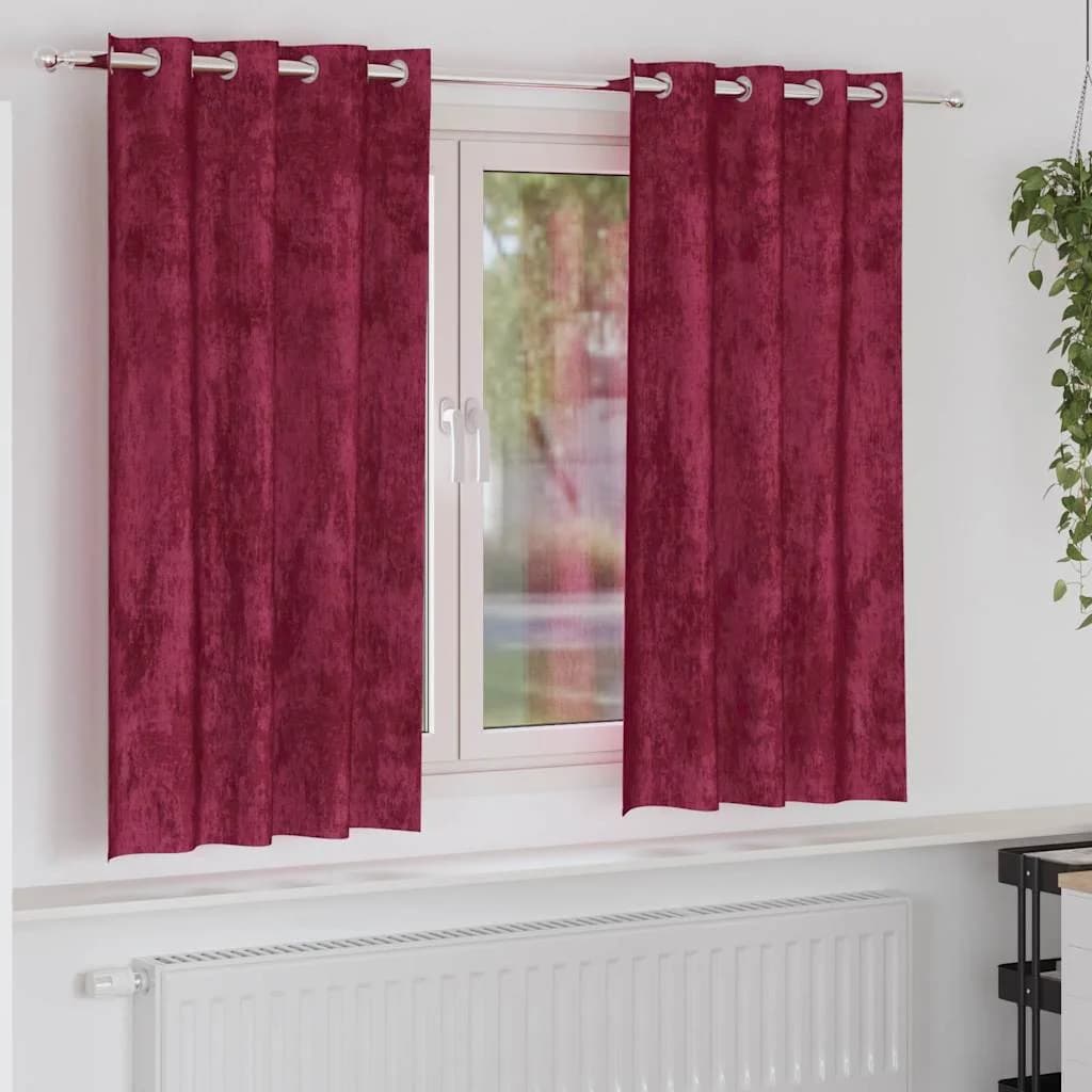 Velvete zavese 2 kos Vinorodna rdeča 175 x 140 cm Žamet