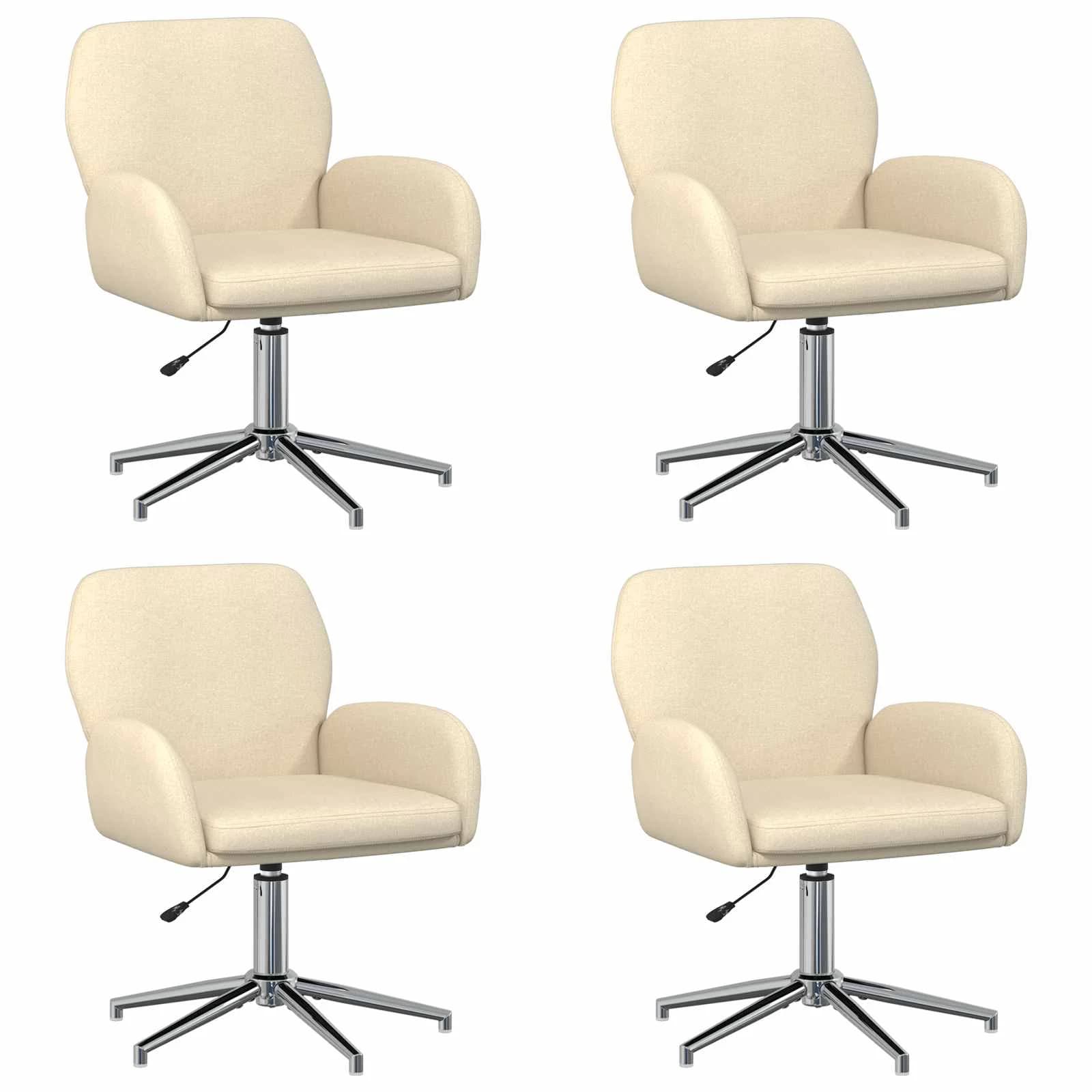 Vrteči pisarniški stoli 4 kos 54 x 58 x 90 cm Krem Blago - slika 2