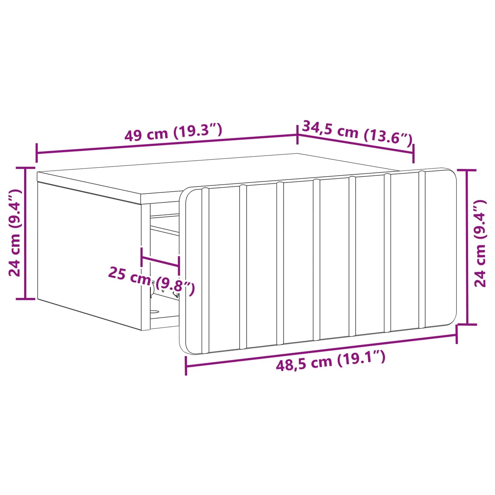 Stenski nočni omarici Star les 49 x 34,5 x 24 cm Inženirski les - slika 9