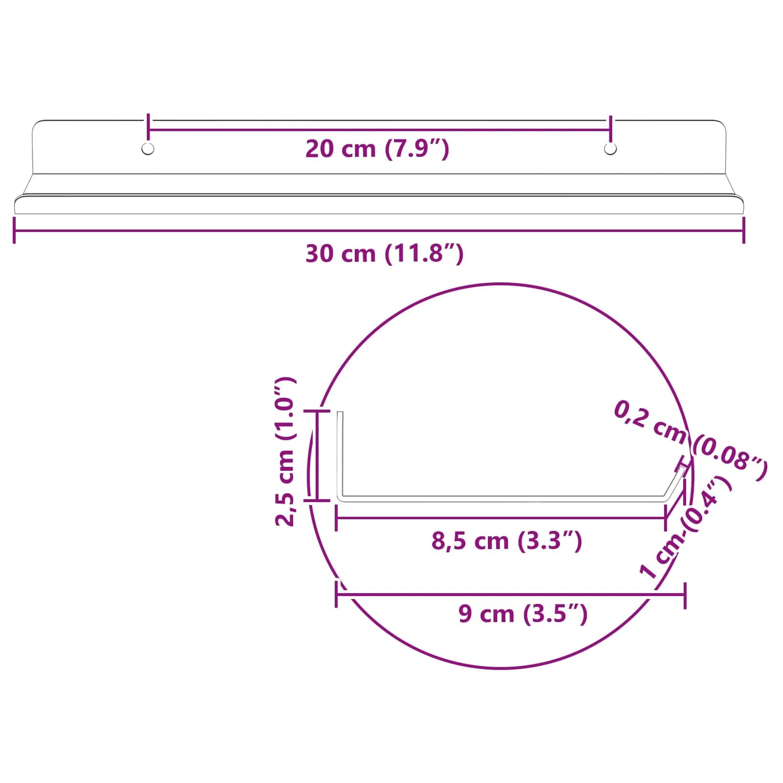 Ležeča polica Montaža za steno 4 kos Roza 30 x 9 x 2,5 cm Jeklo - slika 12