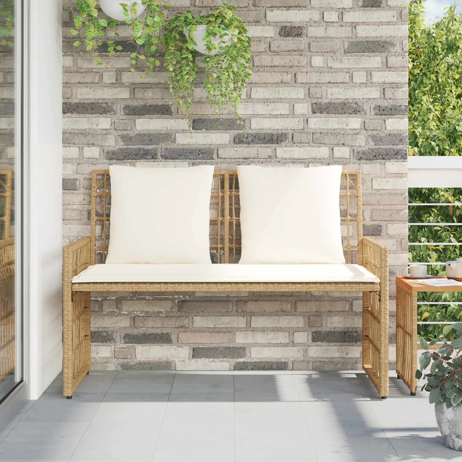 Zunanja klop Enobarvno Naravna in smetana 116 x 55 x 82 cm - slika 3