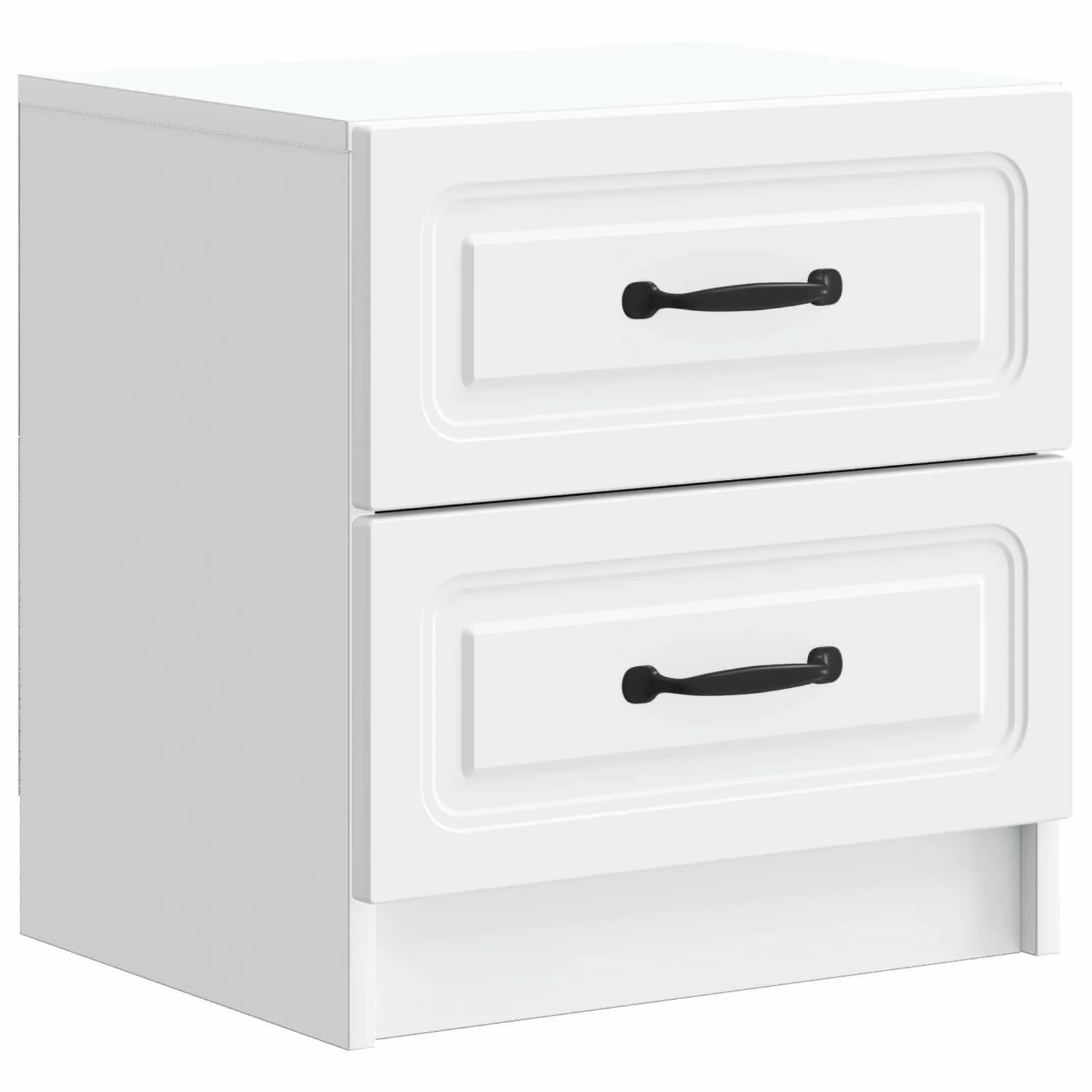 Nočna omarica 2 kos Bela 43 x 34,5 x 44,5 cm Inženirski les - slika 5