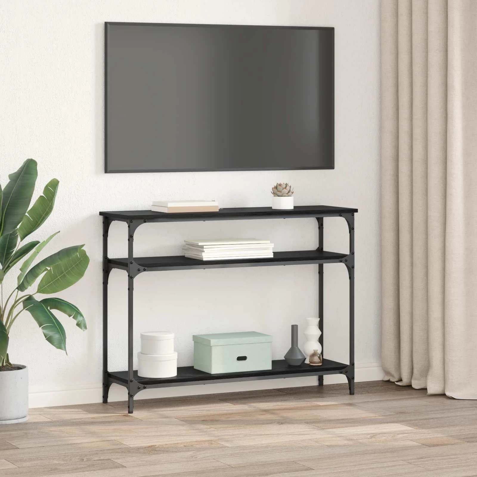 Konzolna miza Črna Orehovina 100 x 29 x 75 cm Inženirski les - slika 4