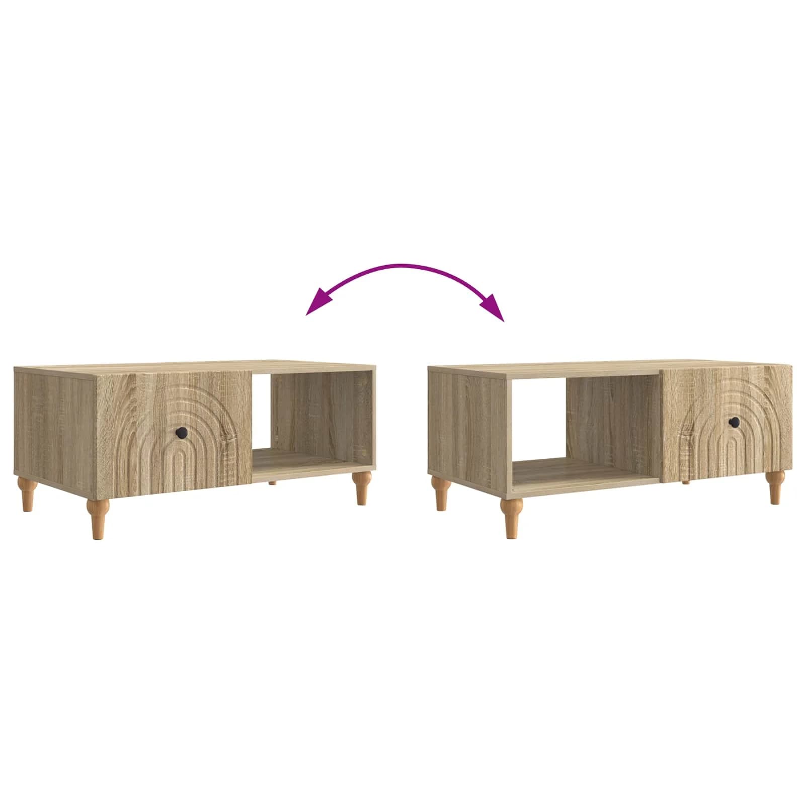 Klubska miza Sonoma hrast 90 x 50 x 40 cm Inženirski les - slika 10