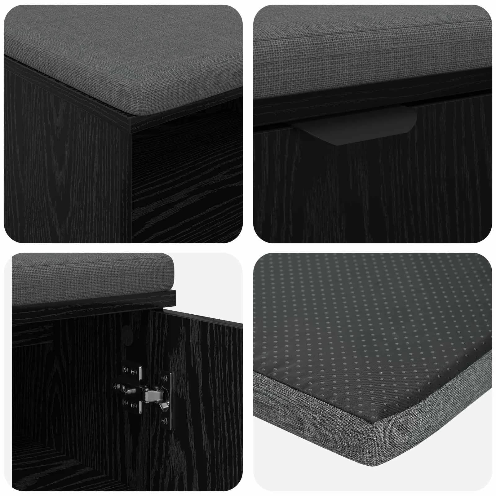 Haldna klop Črni Hrast 80 x 38 x 46 cm Oblikovan Les in Tkanina - slika 9