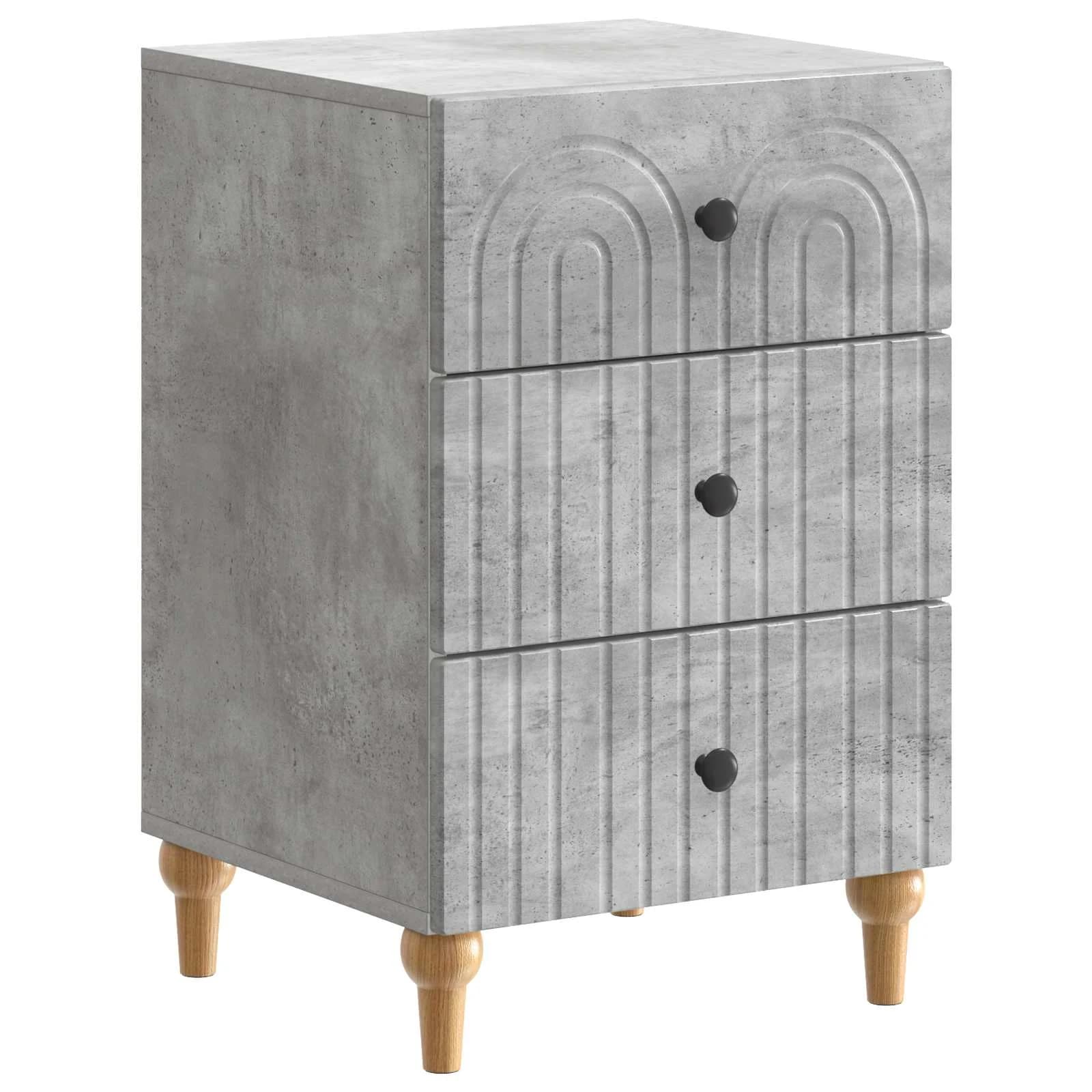 Nočna omarica Betonsko siva 43x 41 x 66,5 cm Inženirski les - slika 2