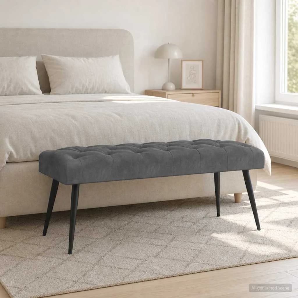 Klop s gumbnim oblazinjenjem Temno siva 110 x 40 x 46 cm Žamet - slika 3