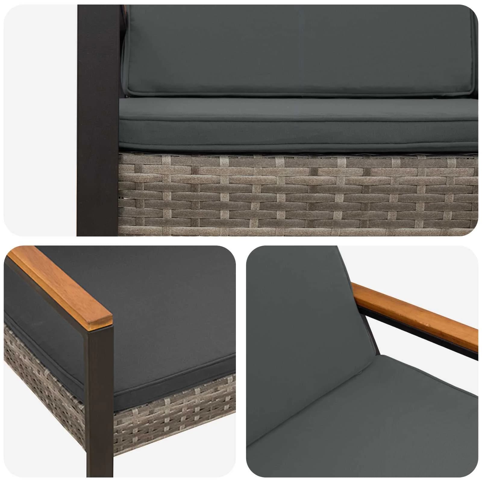 Zunanja klop Siva in temno siva 107 x 61 x 80 cm poli ratan - slika 8