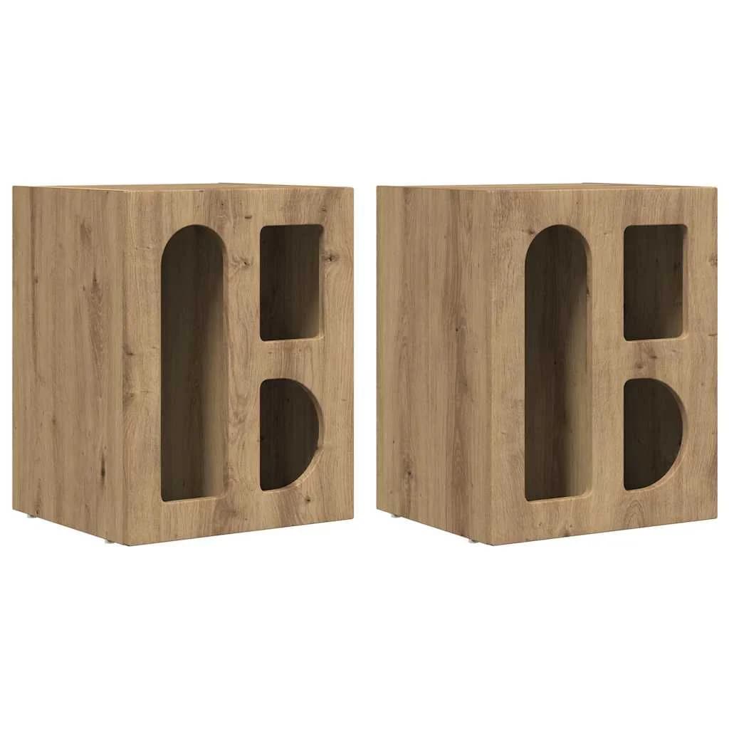 Nočna omarica ELST 2 kos Umetni hrast 40 x 35 x 50 cm - slika 2