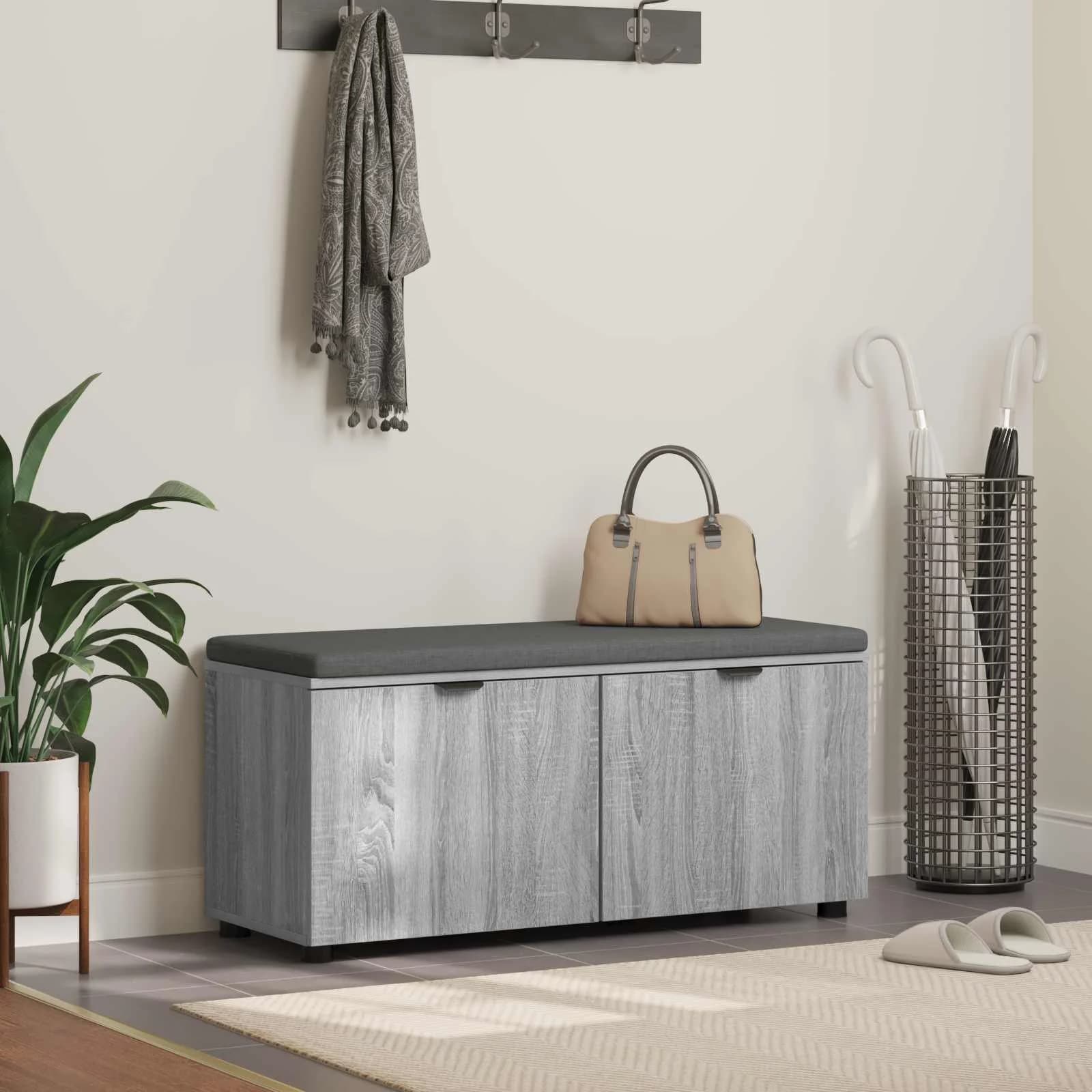 Haldna klop z blazino s polico Siva Sonoma 100 x 38 x 46 cm