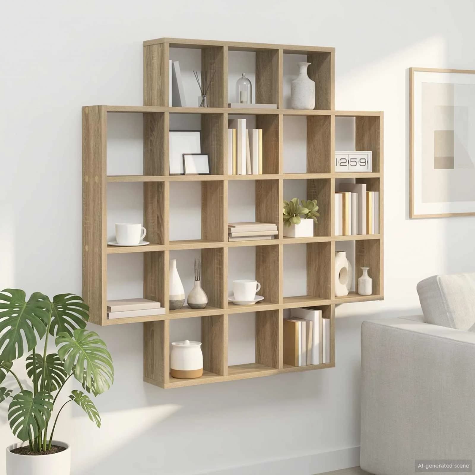 Stenska polica Sonoma hrast 100 x 13 x 100 cm Inženirski les