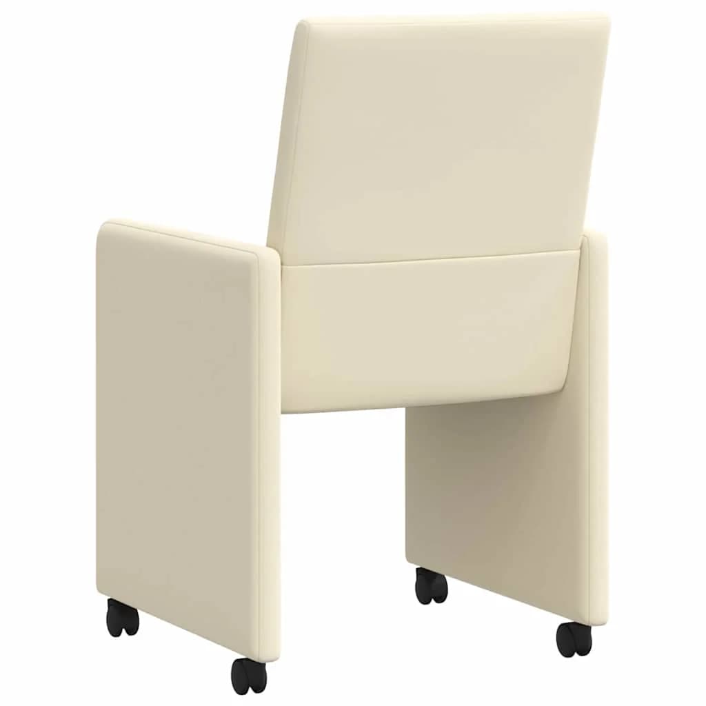 Jedilni stoli s kolesi 2 kos Umetna koža krema 57 x 66 x 94 cm - slika 6