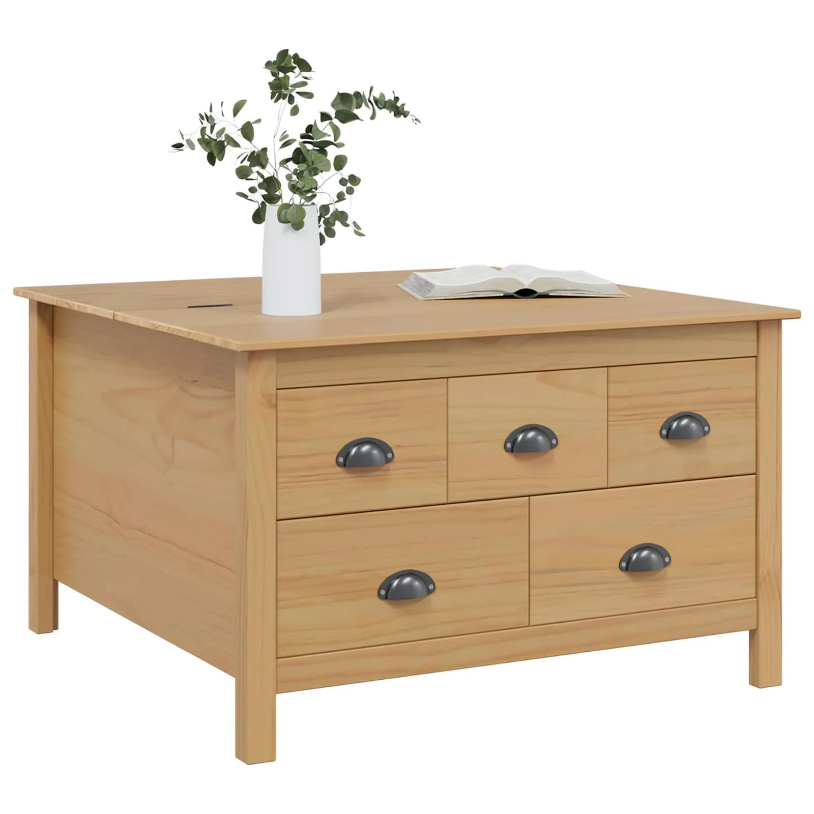 Klubska miza s predalom HILL Medeno rjava 79.5 x 79.5 x 49 cm - slika 3