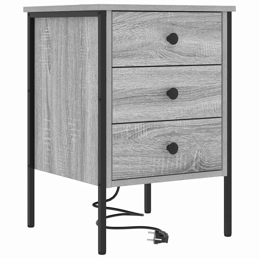 Nočna omarica 2 kos Siva Sonoma 42 x 41 x 61 cm Inženirski les - slika 5