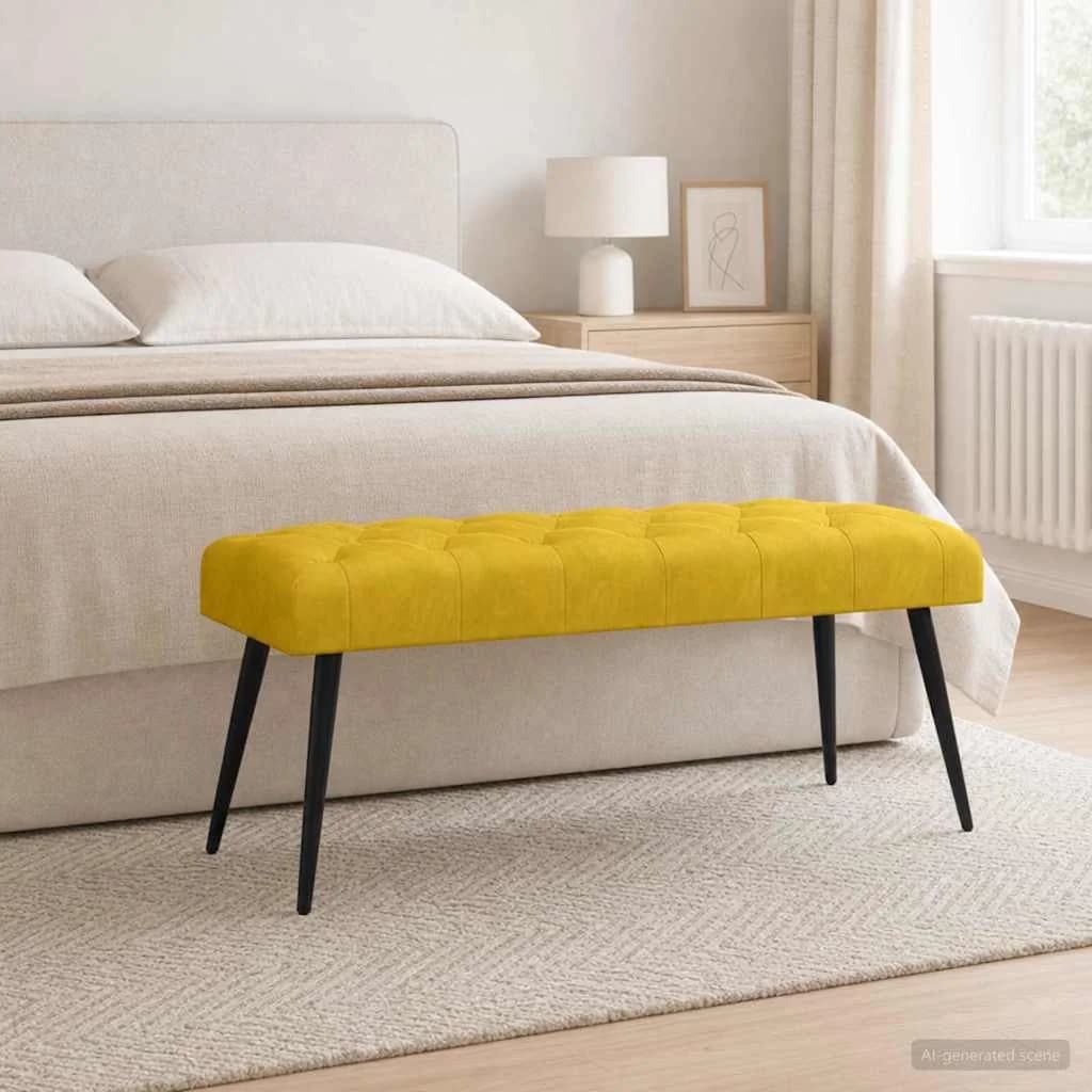 Klop s gumbnim oblazinjenjem Rumena 110 x 40 x 46 cm Žamet - slika 3