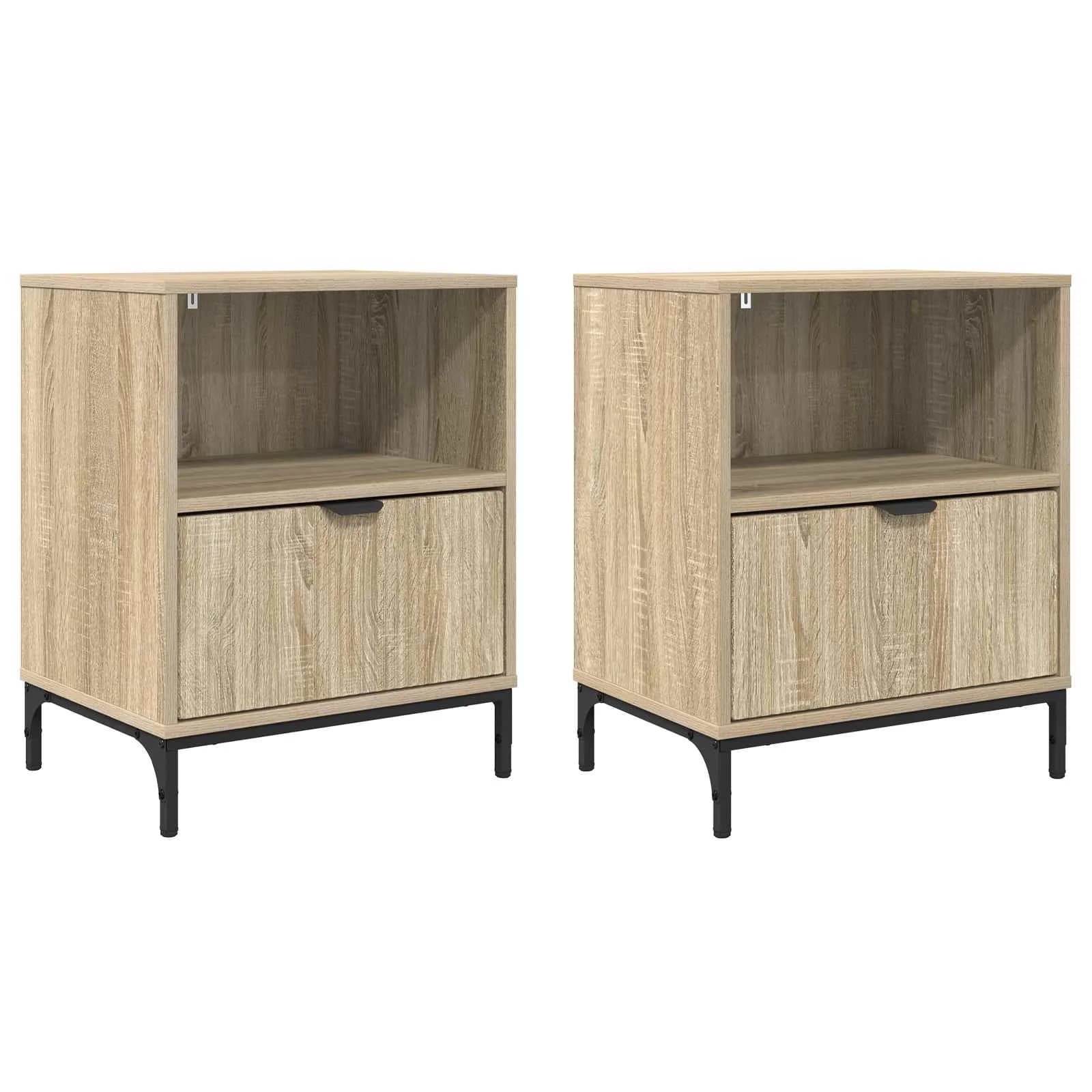 Nočna omarica 2 kos sonoma hrast 49 x 36 x 61 cm Inženirski les - slika 2