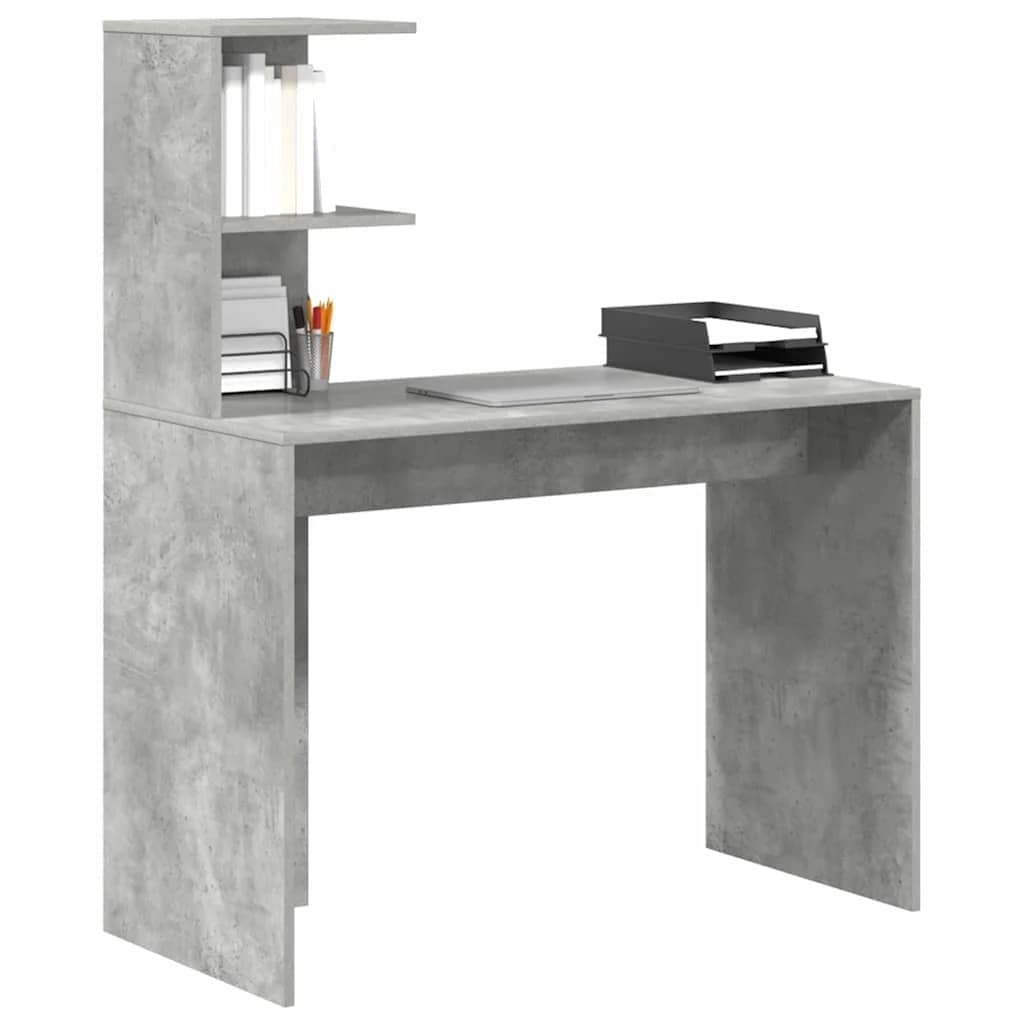 Miza Betonsko siva Inženirski les 102 x 50 x 124 cm - slika 3