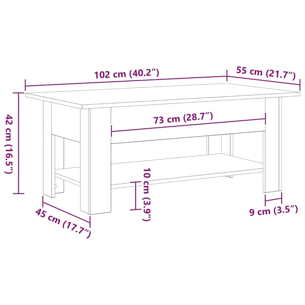 Klubska miza Črna Orehovina 102 x 55 x 42 cm Inženirski les - slika 11
