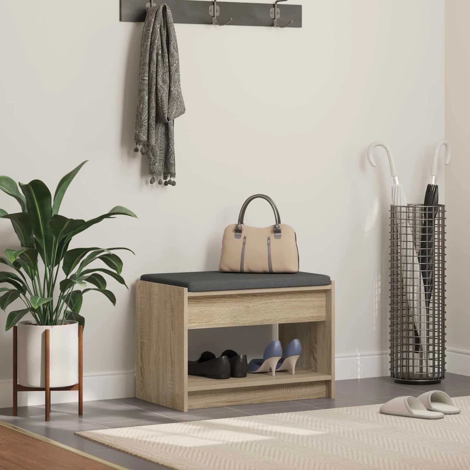 Haldna klop z blazino s polico Sonoma hrast 63 x 38 x 45 cm