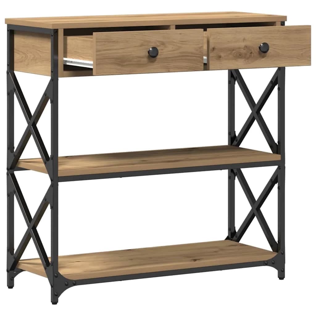 Konzolna miza artisan hrast 75 x 28 x 75 cm - slika 2