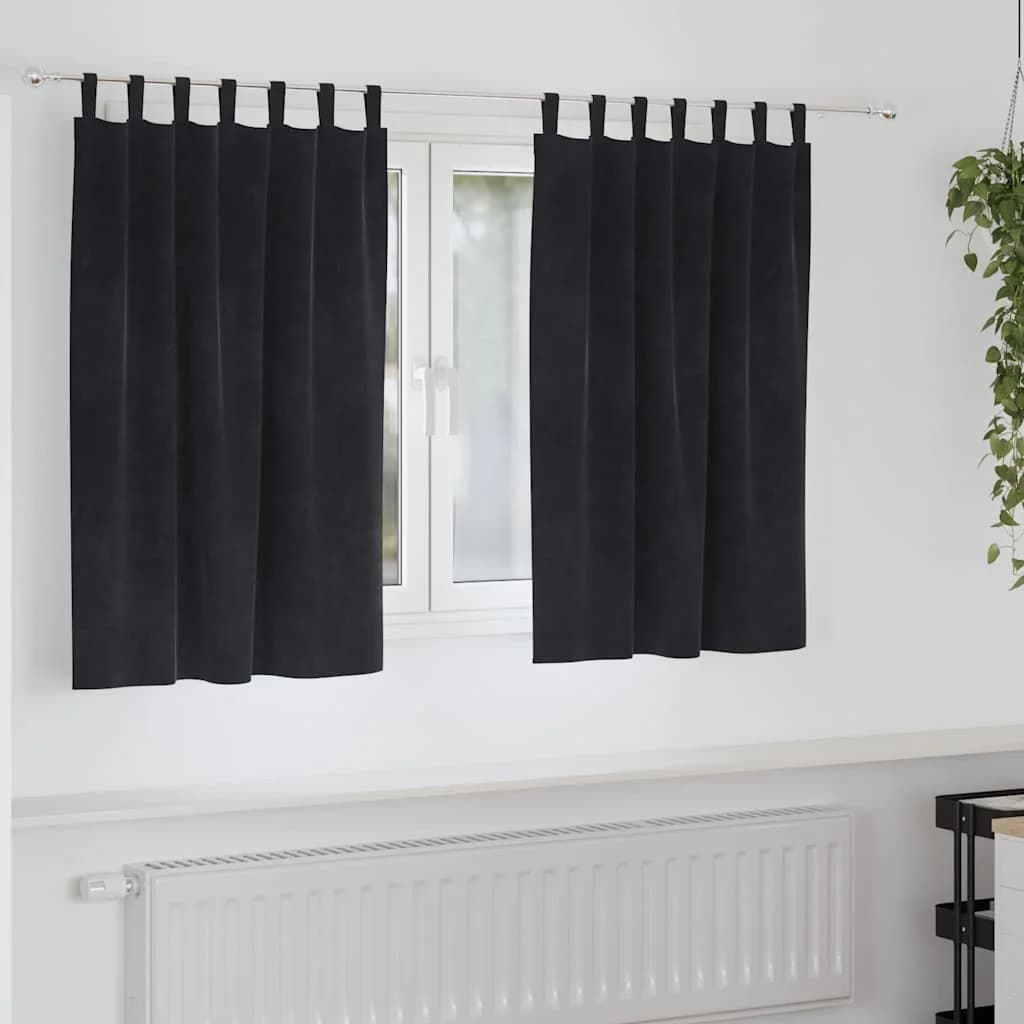 Zatemnitvene zavese 2 kos Črna 140 x 140 cm Žamet - slika 1
