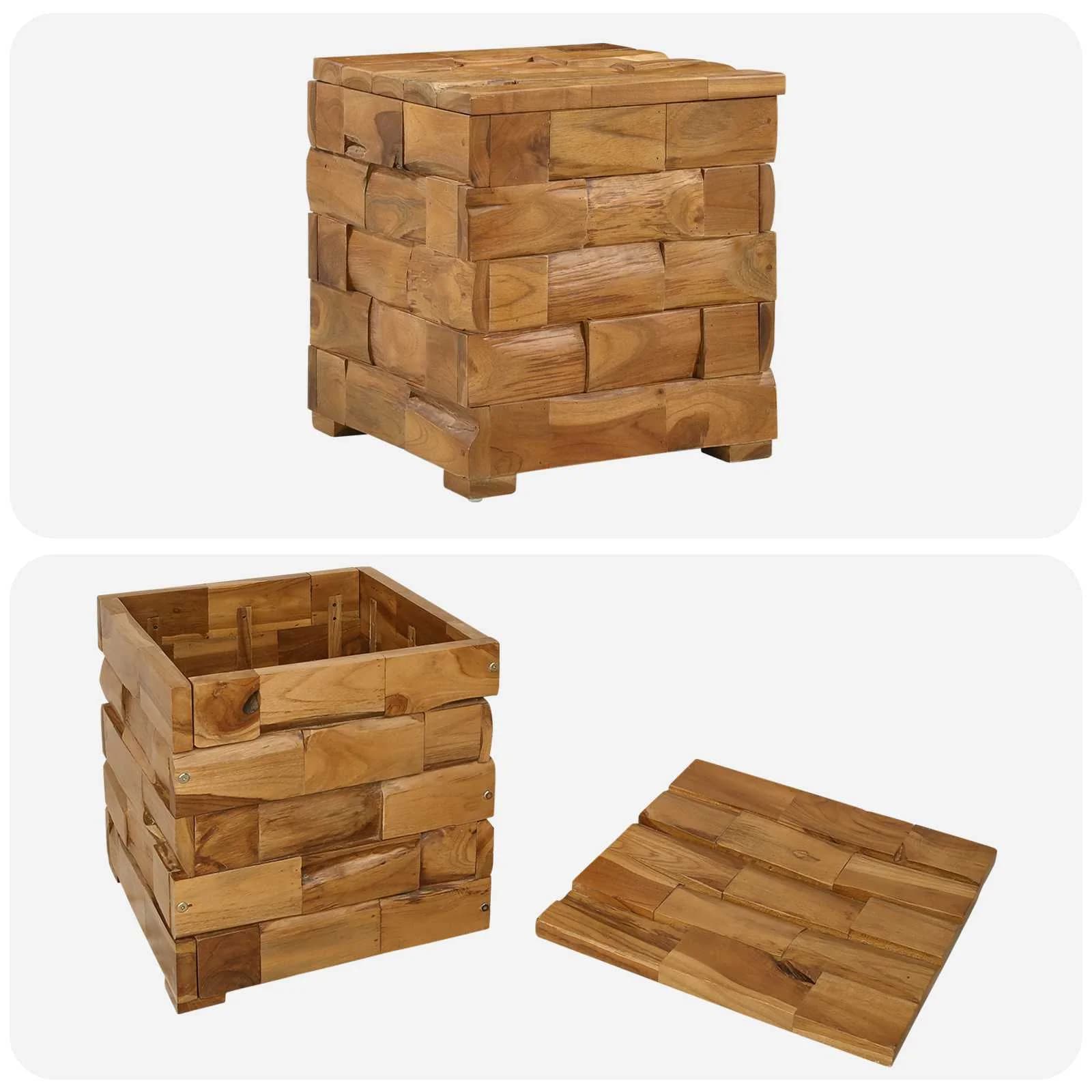 Skladiščna klop Rjava 40 x 40 x 45 cm Trden tikov les - slika 8