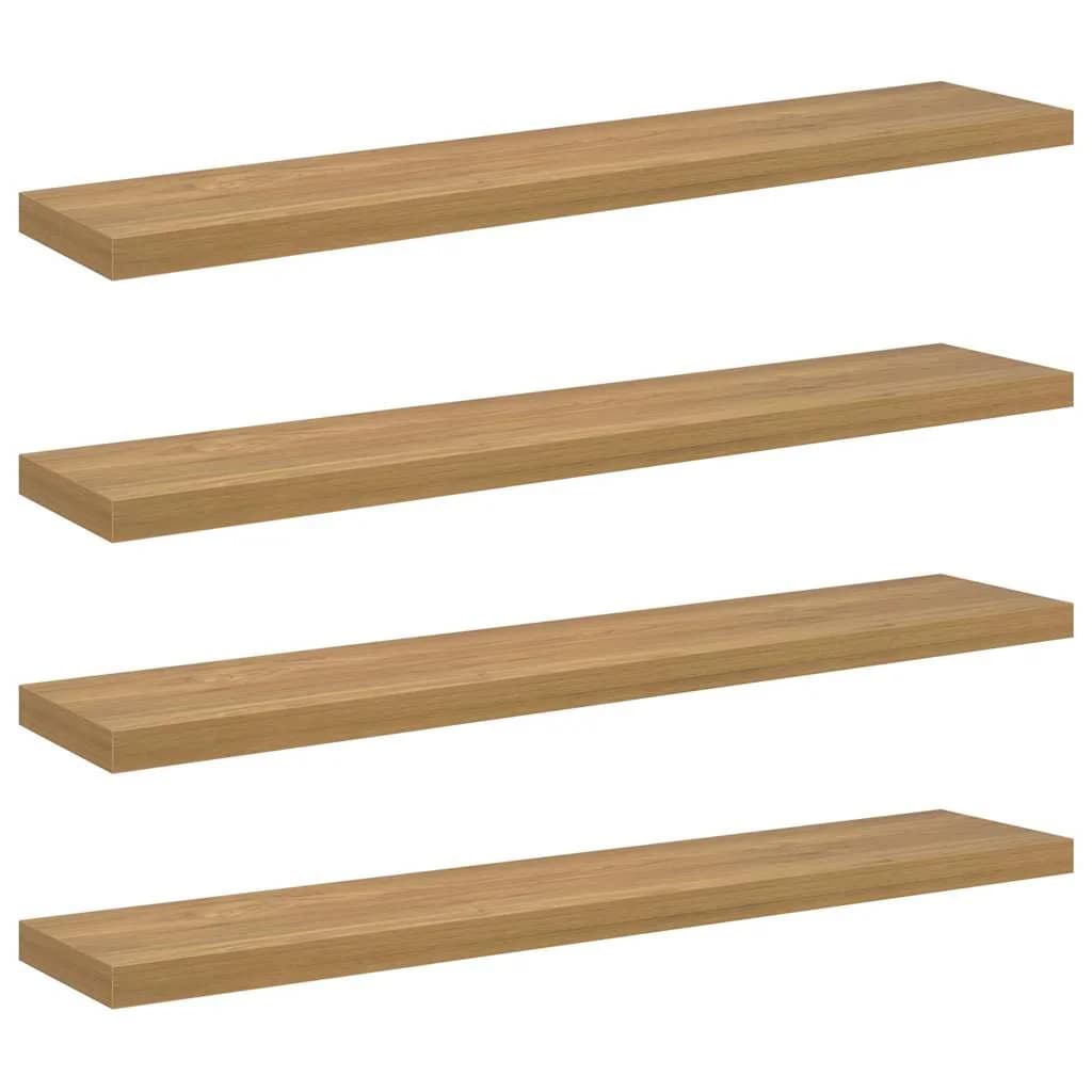 Stenska polica Montaža za steno 4 kos Rjava 120 x 23,5 x 3,8 cm - slika 2